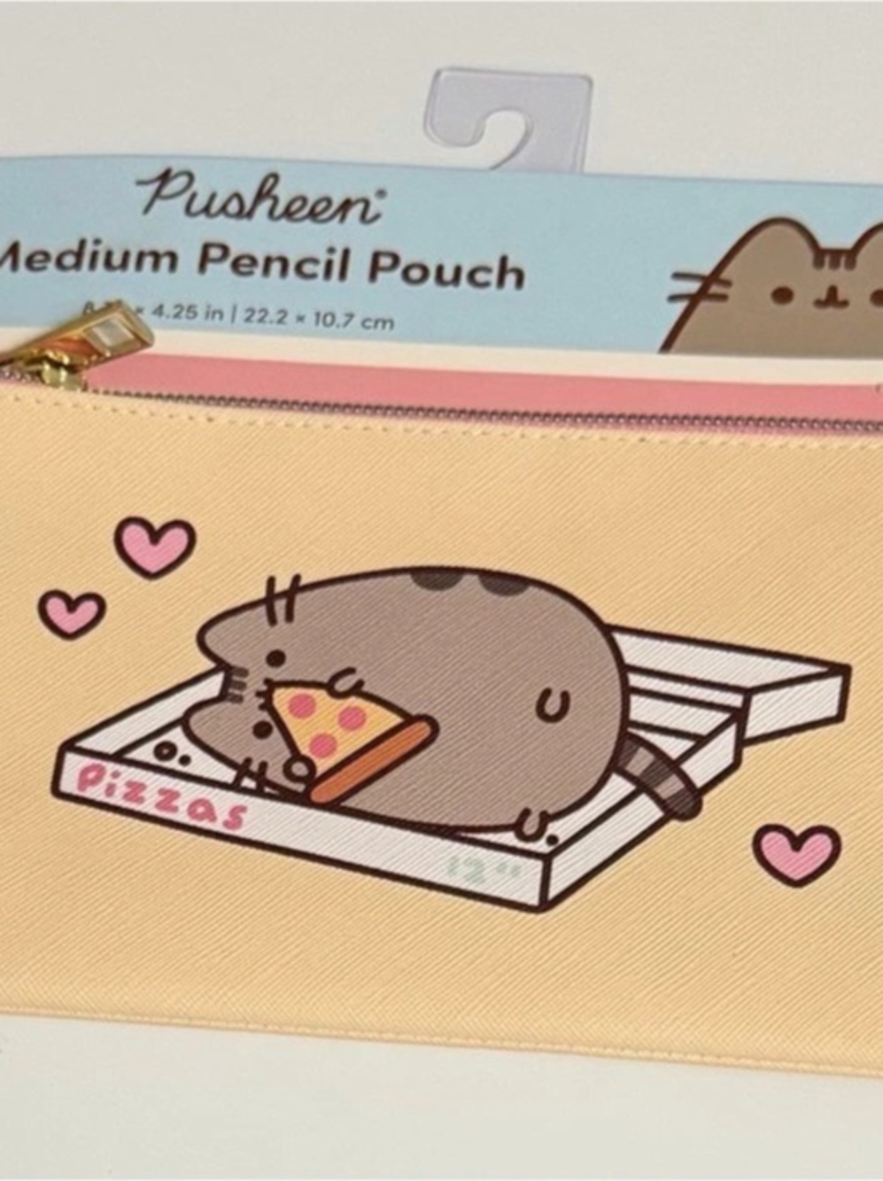 Pusheen Pizza Medium Pencil Pouch Pink & Brown